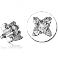 SURGICAL STEEL JEWELLED MICRO ATTACHMENT FOR 1.2MM INTERNALLY THREADED PINS - SQUARE PIERCING