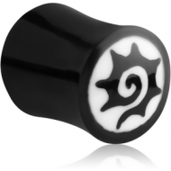 ORGANIC HORN PLUG DOUBLE FLARED WITH INLAY - SYMBOL PIERCING
