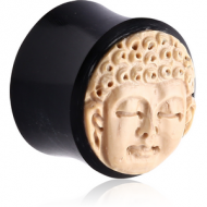 ORGANIC CARVED BONE PLUG DOUBLE FLARE - BUDDHA FACE PIERCING