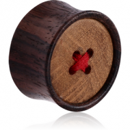 ORGANIC WOODEN PLUG BLACK -SONO DOUBLE FLARED WITH TEAK WOOD BUTTON