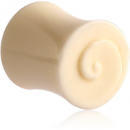 ORGANIC BONE POWDER PLUG CARVED SPIRAL DOUBLE FLARED