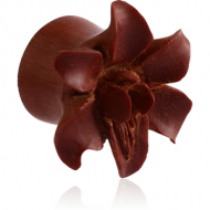 ORGANIC WOODEN PLUG -SAWO DOUBLE FLARED CARVED FLOWER