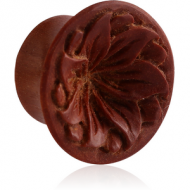 ORGANIC WOODEN PLUG -SAWO DOUBLE FLARED CARVED FLOWER PIERCING