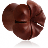 ORGANIC WOODEN PLUG -SAWO DOUBLE FLARED CARVED FLOWER PIERCING