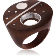 ORGANIC WOODEN RING STEEL INLAID