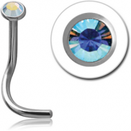 SURGICAL STEEL OPTIMA CRYSTAL JEWELLED CURVED NOSE STUD PIERCING