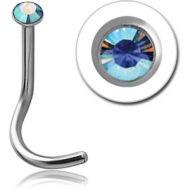 SURGICAL STEEL JEWELLED STRAIGHT NOSE STUD WITH GLUED STONE PIERCING
