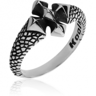 SURGICAL STEEL KOOL KATANA RING - IRON CROSS