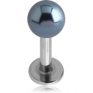 SURGICAL STEEL LABRET WITH ANODISED BALL PIERCING