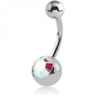 SURGICAL STEEL JEWELLED LARGE NAVEL BANANA PIERCING