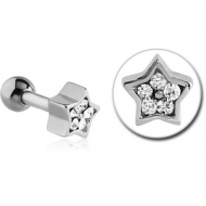 SURGICAL STEEL JEWELLED TRAGUS MICRO BARBELL - STAR PIERCING