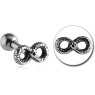 SURGICAL STEEL TRAGUS MICRO BARBELL - INFINITY SNAKE PIERCING