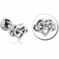 SURGICAL STEEL TRAGUS MICRO BARBELL - INFINITY HEART PIERCING