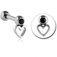 SURGICAL STEEL JEWELLED TRAGUS MICRO BARBELL - HEART
