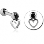 SURGICAL STEEL JEWELLED TRAGUS MICRO BARBELL - HEART PIERCING