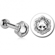 SURGICAL STEEL JEWELLED TRAGUS MICRO BARBELL - FLOWER