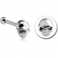 SURGICAL STEEL TRAGUS MICRO BARBELL - SKULL PIERCING