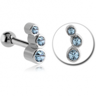 SURGICAL STEEL TRIPLE JEWELLED TRAGUS MICRO BARBELL PIERCING