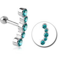 SURGICAL STEEL 5 JEWELS TRAGUS MICRO BARBELL PIERCING