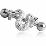 SURGICAL STEEL MICRO BARBELL WITH SHIELD - SNAKE PIERCING