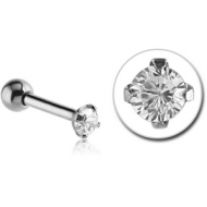 SURGICAL STEEL ROUND PRONG SET JEWELLED TRAGUS MICRO BARBELL PIERCING