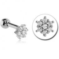 SURGICAL STEEL JEWELLED TRAGUS MICRO BARBELL - FLOWER PIERCING