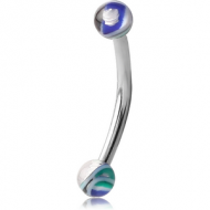 SURGICAL STEEL CURVED MICRO BARBELL WITH UV JAW BREAKER BALLS