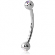 SURGICAL STEEL DOUBLE JEWELLED CURVED MICRO BARBELL PIERCING