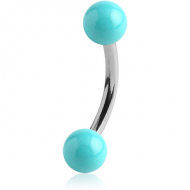 SURGICAL STEEL CURVED MICRO BARBELL WITH ENAMEL COATED BALLS