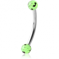 SURGICAL STEEL CURVED MICRO BARBELL WITH UV ACRYLIC NEON PRINTED BALLS