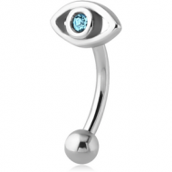SURGICAL STEEL JEWELLED FANCY CURVED MICRO BARBELL - EYE PIERCING