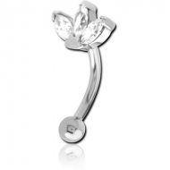 SURGICAL STEEL JEWELLED FANCY CURVED MICRO BARBELL - TRIPLE PIERCING