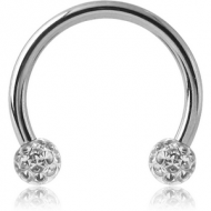 SURGICAL STEEL MICRO CIRCULAR BARBELL WITH EPOXY COATED CRYSTALINE JEWELLED BALLS PIERCING