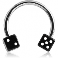 SURGICAL STEEL MICRO CIRCULAR BARBELL WITH UV ACRYLIC DICES