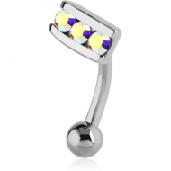 SURGICAL STEEL JEWELLED EYEBROW BANANA PIERCING