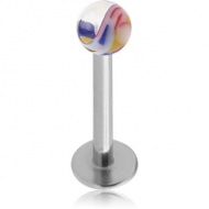 SURGICAL STEEL MICRO LABRET WITH UV JAW BREAKER BALL PIERCING