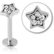 SURGICAL STEEL MICRO LABRET WITH JEWELLED ATTACHMENT - STAR PIERCING