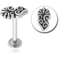 SURGICAL STEEL MICRO LABRET WITH ATTACHMENT - FILIGREE FLOWER PIERCING