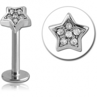 SURGICAL STEEL MICRO LABRET WITH JEWELLED ATTACHMENT - STAR