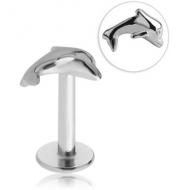 SURGICAL STEEL MICRO LABRET WITH ATTACHMENT - DOLPHIN PIERCING