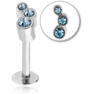 SURGICAL STEEL MICRO LABRET WITH JEWELLED ATTACHMENT PIERCING