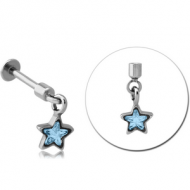 SURGICAL STEEL TRAGUS MICRO LABRET WITH JEWELLED CHARM - STAR PIERCING