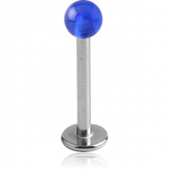 SURGICAL STEEL MICRO LABRET WITH UV ACRYLIC BALL PIERCING