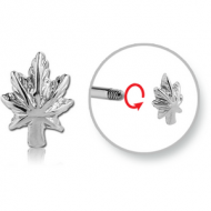 SURGICAL STEEL MICRO THREADED ATTACHMENT - MARIJUANA LEAF