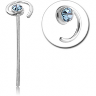 STERLING SILVER 925 JEWELLED SPIRAL STRAIGHT NOSE STUD