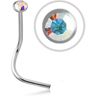STERLING SILVER 925 JEWELLED CURVED NOSE STUD