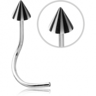 SURGICAL STEEL 1.2MM THREADING CURVED NOSE STUD WITH MULTI-STRIPE CONE PIERCING