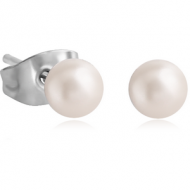 PAIR OF SYNTHETIC PEARL BALL EAR STUDS