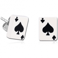 PAIR OF ACRYLIC PLAYING CARDS EAR STUDS-SPADE