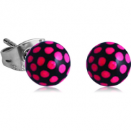 PAIR OF UV ACRYLIC PRINTED BALL EAR STUDS